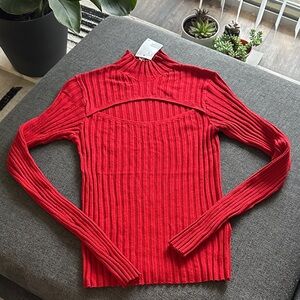 NWT H&M Vibrant Red Ribbed Top